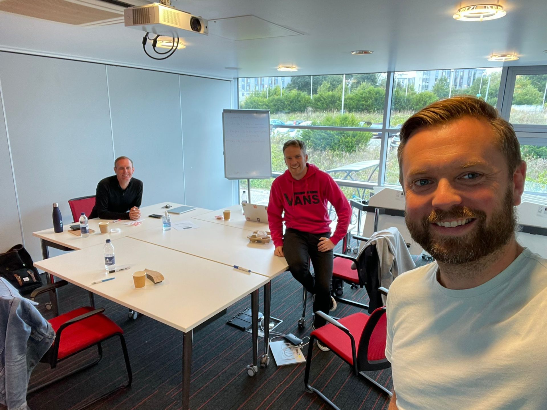 Chris with Matt and Tony, The Happiness Index co-founders